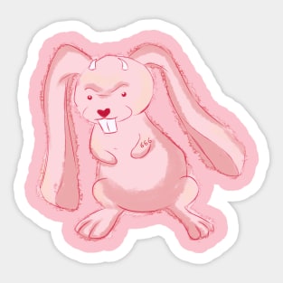 Pink evil cute rabbit Sticker